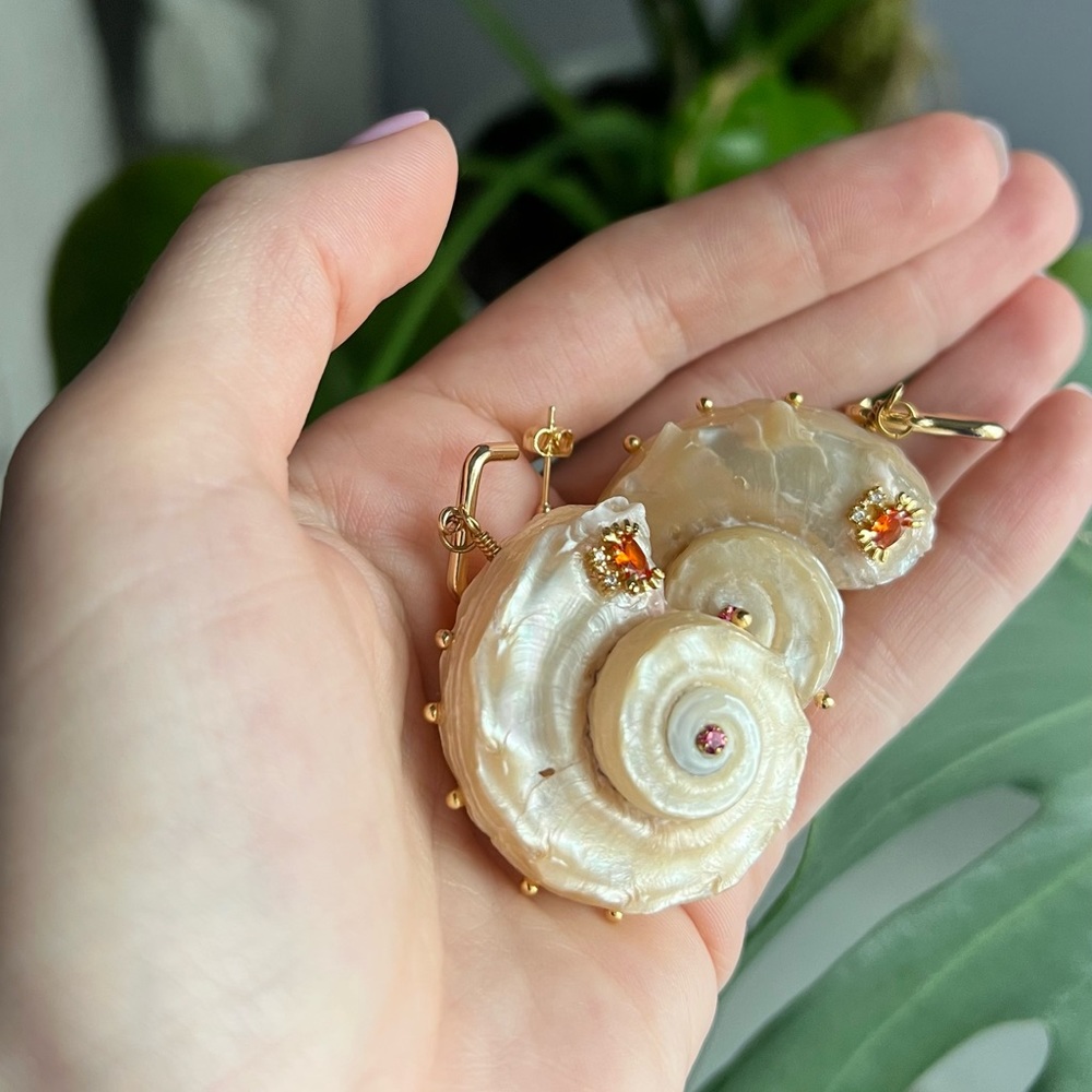 NWT| Natural Shell Earrings with rhinestone| Hoop Earrings
A1 - Picture 7 of 7